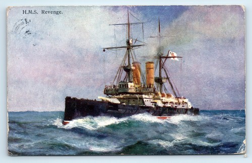 Postcard hms revenge mlitary - hms,