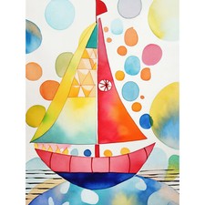 Sailboat sunset modern folk - at,