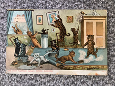Vintage Anthropomorphic postcard Louis Wain Comical Cats