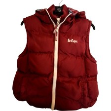 Lee Cooper Puffer Vest Hooded Red Checked Lining Size 12