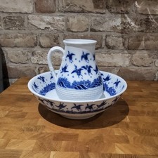 VERY RARE - ANTIQUE CHRISTOPHER DRESSER MINTON  JUG & BOWL JAPANESE CRANE