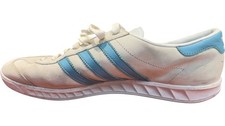 Adidas Hamburg Trainers Men's UK 10 Blue White Suede Classic Casual Style