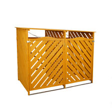 2x Wheelie Bin Storage Double Lattice Wooden Lidded Tidy Rubbish Covering Garden