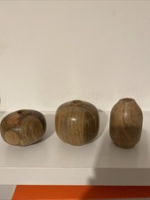 Set Of 3 Mango Wood Bud Vases