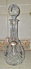 ROCKINGHAM CRYSTAL CUT GLASS BRANDY DECANTER WITH PLATED BRANDY TAG VGC