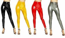  Vinyl Shiny Disco Leggings Ladies PVC Wet Look Stretchy Pants Womens  PLUS SIZE