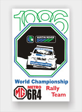 2x Austin Rover Metro 6R4 World Rally 1986 retro sticker reproduction.