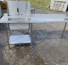 Stainless Steel Dishwasher Sink 2350mm Long Spray Arm Waste Shute 