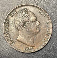 1834 William IV Copper half penny 1/2 Halfpenny Coin  