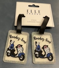 ELLE TRAVEL 2-Pack Luggage Tags RENDEZ-VOUS Silicone ID Travel Tags NWT