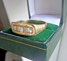 Gold Three Diamond Ring 9ct