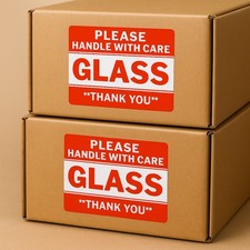 Fragile Glass Stickers Handle With Care 3"x2" Labels for Shipping & Parcels UK