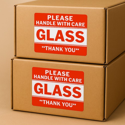 Fragile glass stickers handle - fragile,