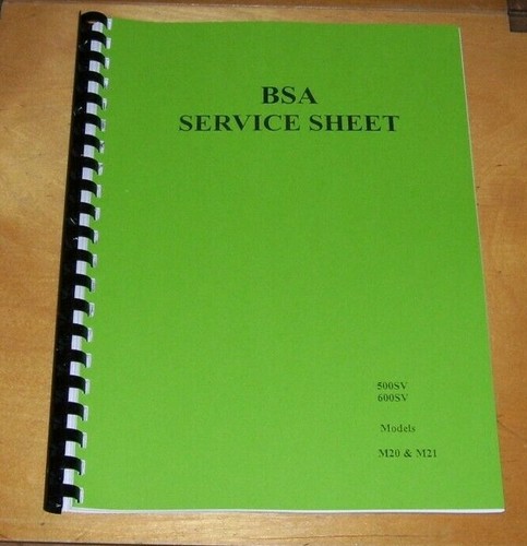 Bsa service sheets - sheets, sv