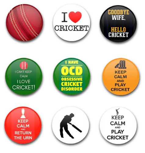 25mm button badges cricket - button,