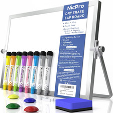 Dry Erase Mini Whiteboard A3, 40 X 30 Cm Double Sided Small Magnetic Desktop Whi