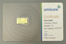 Umicore 1g Gold Bar – 999.9