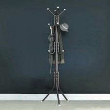 Black Coat Stand Garment Rack Metal Coat Jacket Umbrella Hanger Stand 12 Hooks