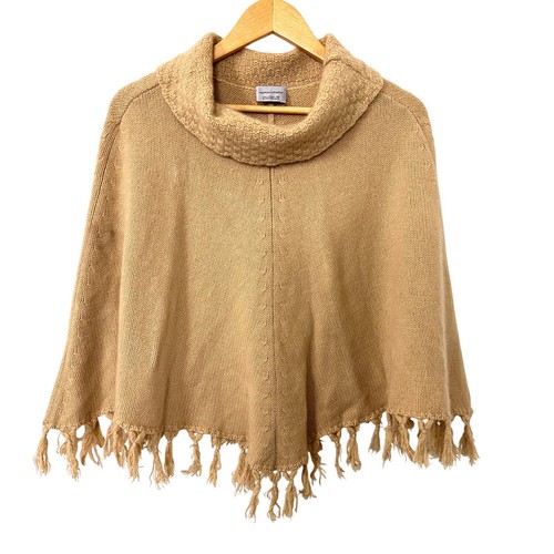 100 cashmere fringe poncho - cashmere,