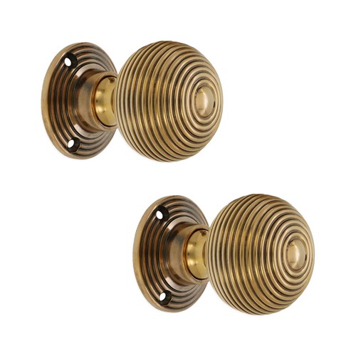 Door knobs aged brass beehive - knobs,