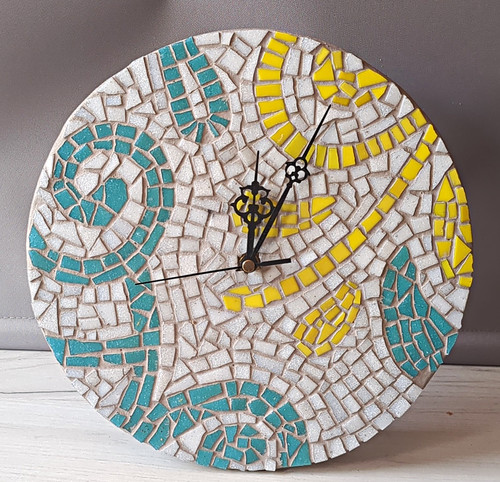 Hand crafted mosaic wall clock - hand,