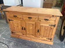 Solid Natural Brown Pine Sideboard Cabinet Cupboard with Drawers TV Stand