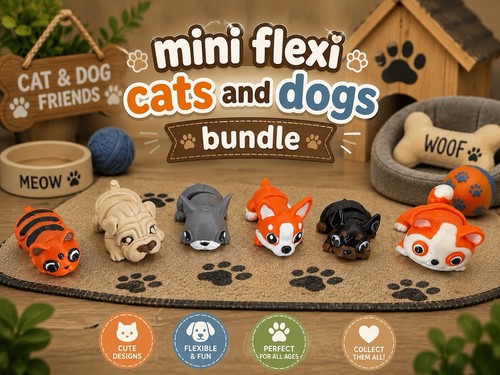 Printed mini flexi cats - 3d, and