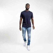 DML JEANS BIKER STYLE DESIGNER SKINNY FIT STRETCH JEANS IN BRIGHT BLUE RRP £70