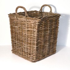 Fireside Square Medium Log Basket Wicker Rattan Stove Wood Toy Storage - Brown