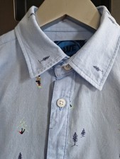 Debenhams Blue Zoo Boys Christmas Motif Oxford Long Sleeve Shirt Age 14 Chest 33