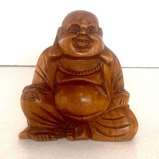 Wooden Lucky Buddha Hand Carved Lucky Chinaman Buddha Statue.....