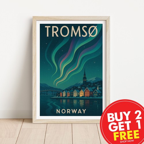 Tromso travel print - tromso,