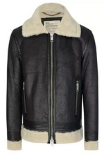 new mens REPLAY faux Shearling jacket aviator flying coat size L RRP £295  b1