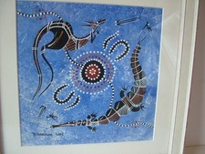 Original Oil Painting Aboriginal Australian Art Signed &  Glazzed