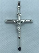 Solid 925 Genuine Sterling Silver Jesus Cross Pendant  All Sizes BRAND NEW 