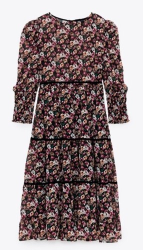 Zara floral tiered midi dress - floral,
