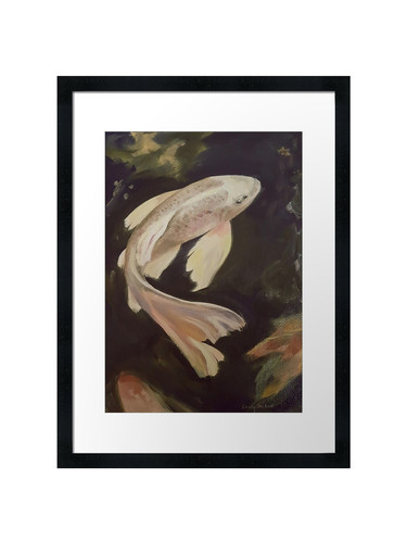 Golden butterfly koi painting - butterfly,