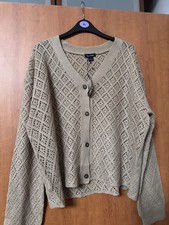 Boohoo Women's Cream Cardigan Size XL Beige Long Sleeve