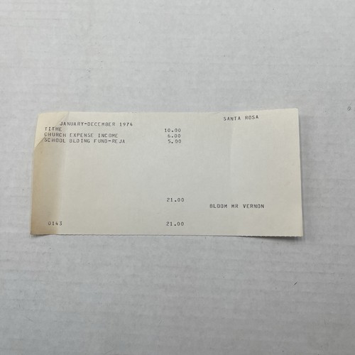 Vintage 1974 receipt santa - 1974,