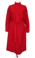 Vintage 1970s Vuokko Suomi Finland Red Wool Trench Coat S/M Women