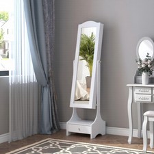 Full Length LED Mirror Standing Jewelry Cabinet Armoire Floor Storage Organizer