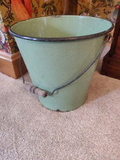 Vintage large green enamel bucket heavy sturdy well made rare in green !!!!