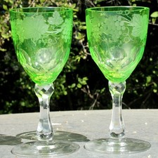 Vintage pair uranium glass - uranium,