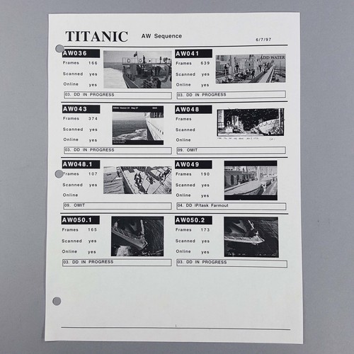 Titanic sequence vfx - aw, report