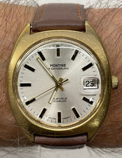 Vintage Montine Gold-Plated Automatic Mens Watch AS2063 25J -Running Well -Clean