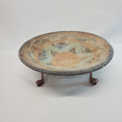 Tribal clay bowl star pattern - clay,