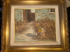 Rustic Flowers in Bucket by Chadwick – Original Oil Painting on Canvas