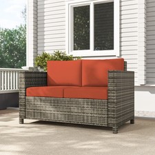 2 Seater Rattan Garden Sofa w/