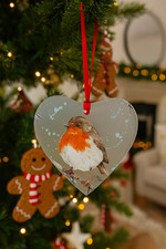 Hand painted glass heart - glass,
