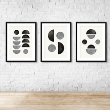 Contemporary Modern Grey Black Abstract Wall Art Print Picture 1 Or Set Of 3